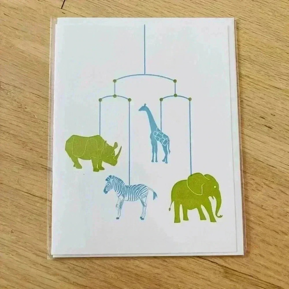 Baby Blue and Green Mobile Sea Life Greeting Card - Picture 2 of 3